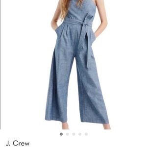 J. Crew Chambray Blue Belted Jumpsuit Like new Size 6